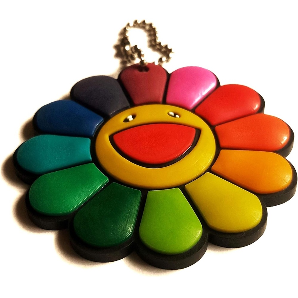 Rainbow Flower Murakami Bag Charm Keychain - Picture 5 of 6